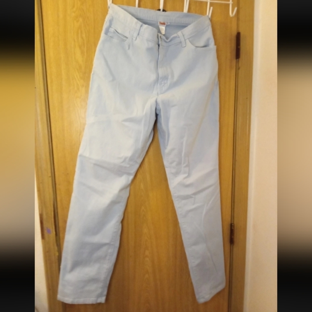 Tianello Vintage Women's Robin's Egg Blue stretch cotton high waist XL 32 In - Picture 9 of 9